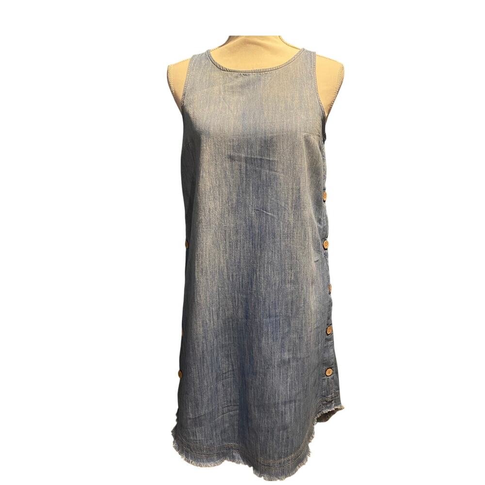 Universal Thread Size XS Lightweight Denim Dress Fringe hem Coastal 100% cotton